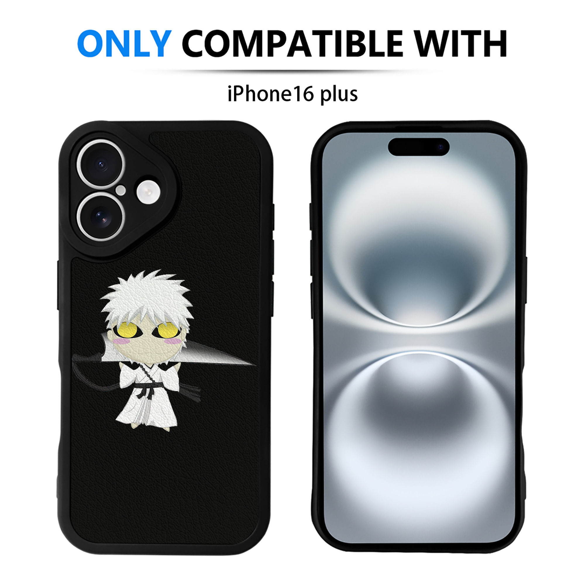 ブリーチ 黒崎一護（くろさき いちご）BLEACH Kurosaki Ichigo 【iPhone 16シリーズ対応】シリコンスマホケース（レザー調） 材質：シリコン